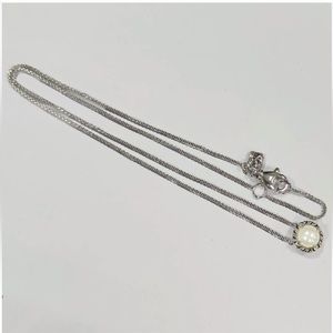 David Yurman Sterling Silver With White Pearl Chatelaine Pendant Necklace